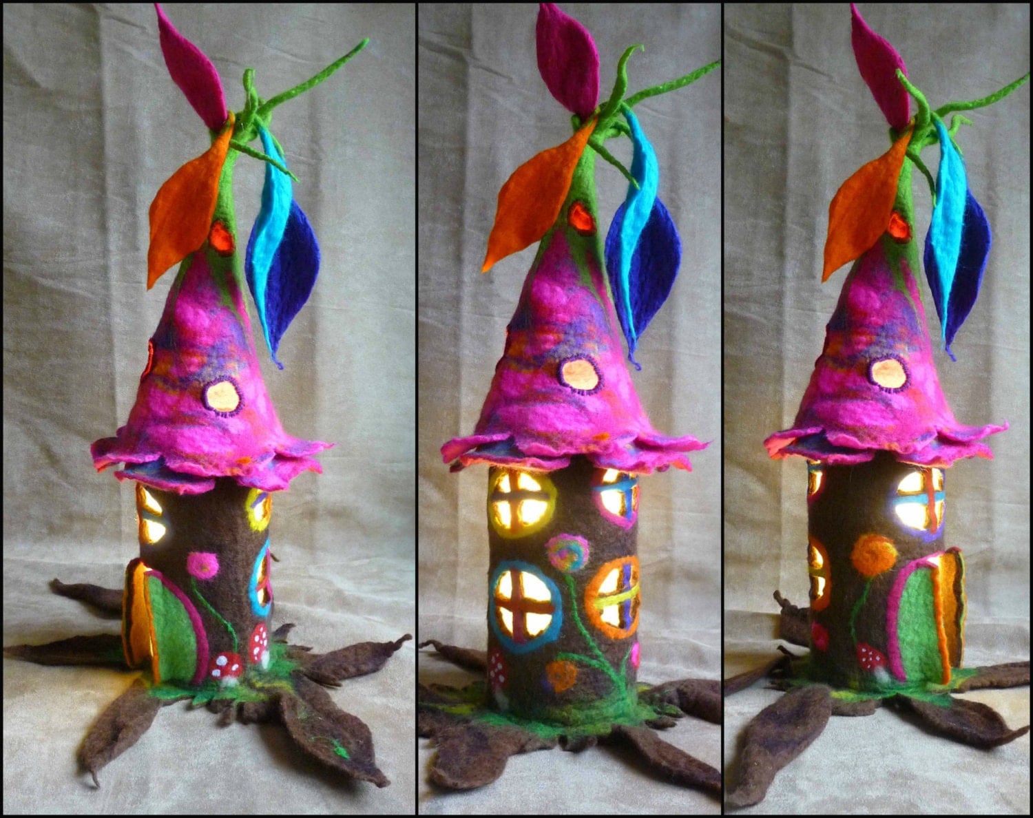 felted fairy lamp tree lamp bedside lamp night light