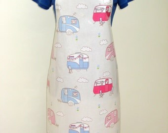 Caravan Print Adult PVC Apron, Oilcloth Apron, Waterproof Apron