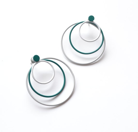 round colourful stacking hoope earrings in simple modern style
