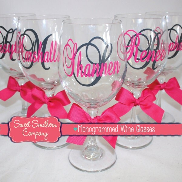 5 Monogrammed Wine Glasses Great for Bride and Bridesmaids