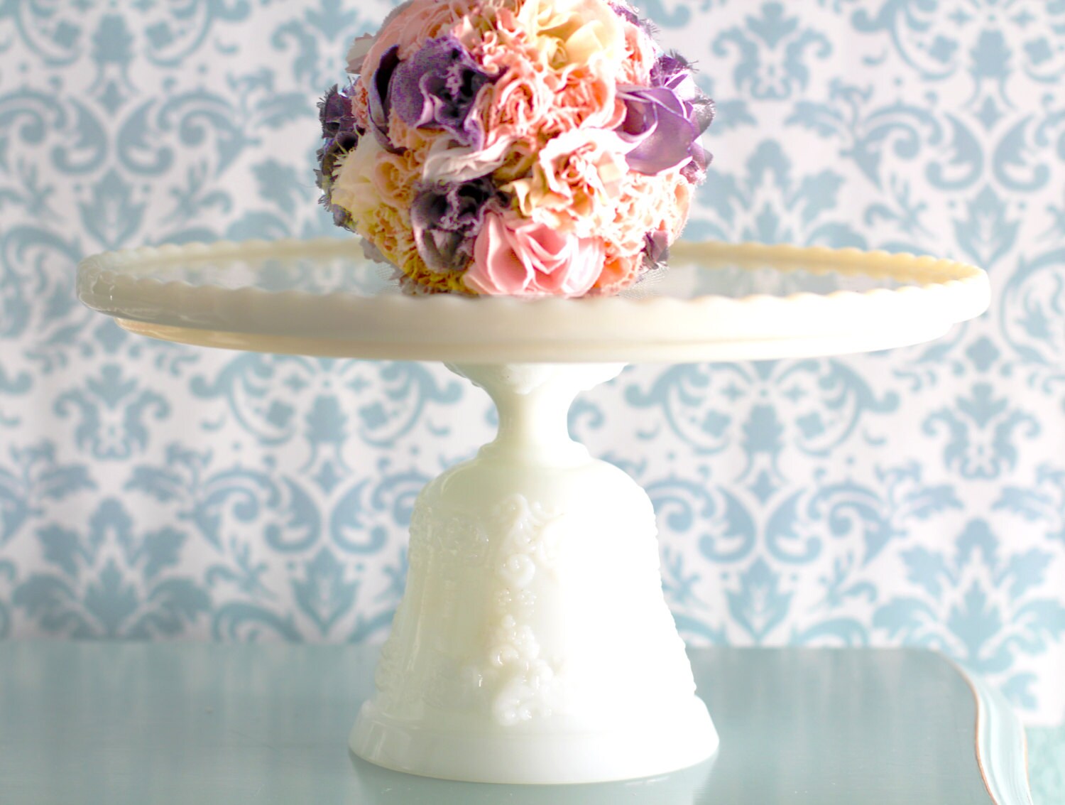 Ivory Milk Glass Cake Stand / Ivory Cake Stand / by TheRocheStudio