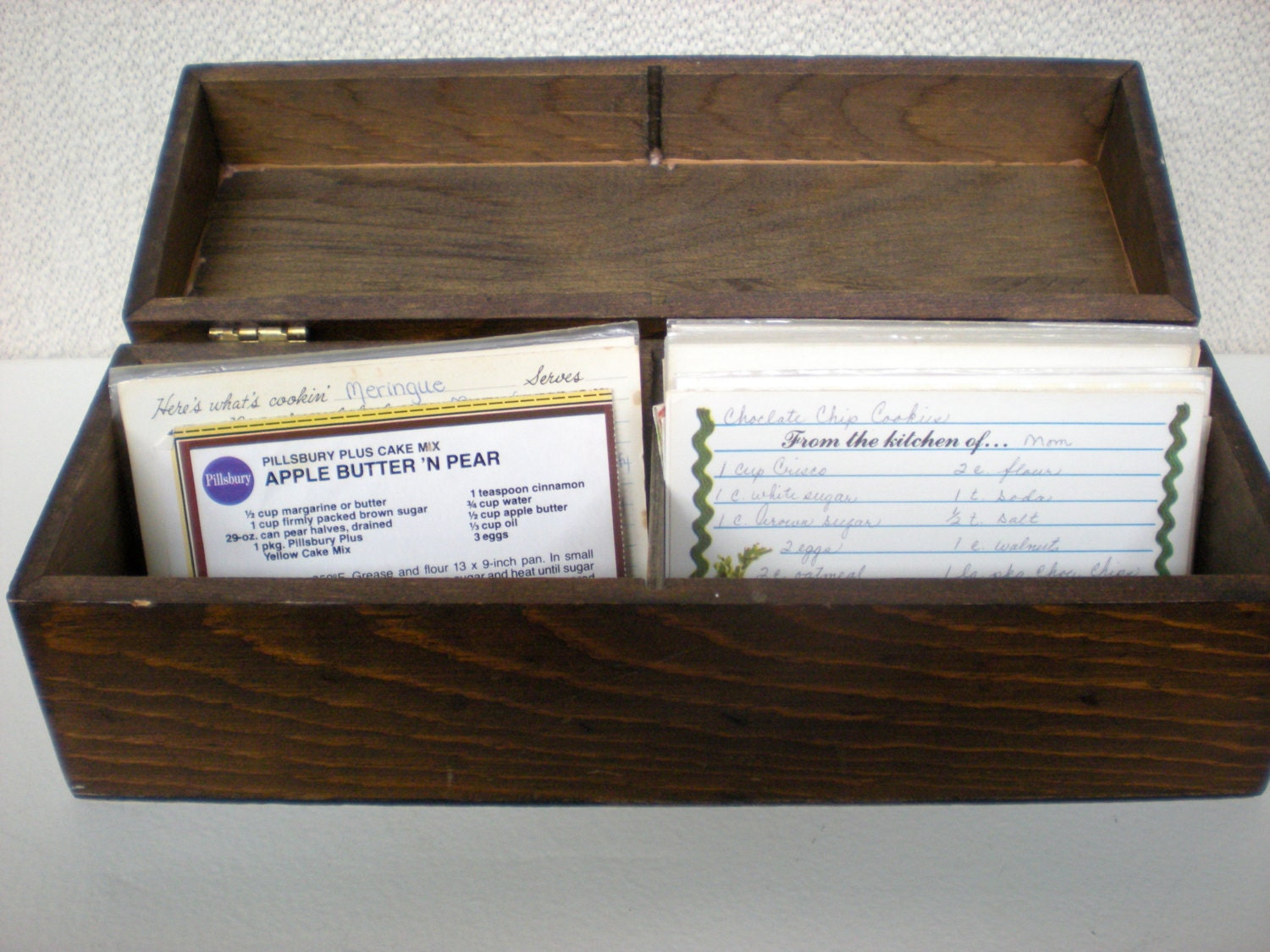 Double Recipe Box Wood Wooden Kitchen Recipe by chloeswirl