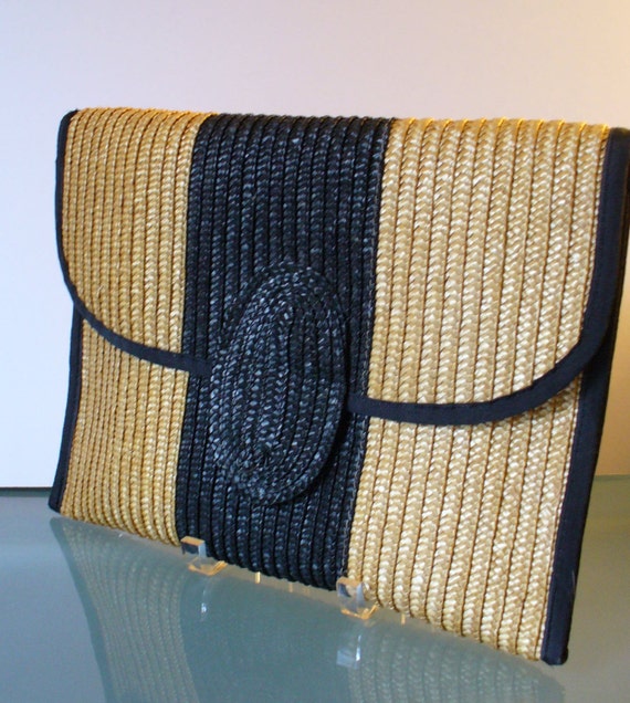 Vintage Large Straw Clutch Bag