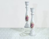 Chabby chic Distressed Wedding candle holders with decoupaged roses