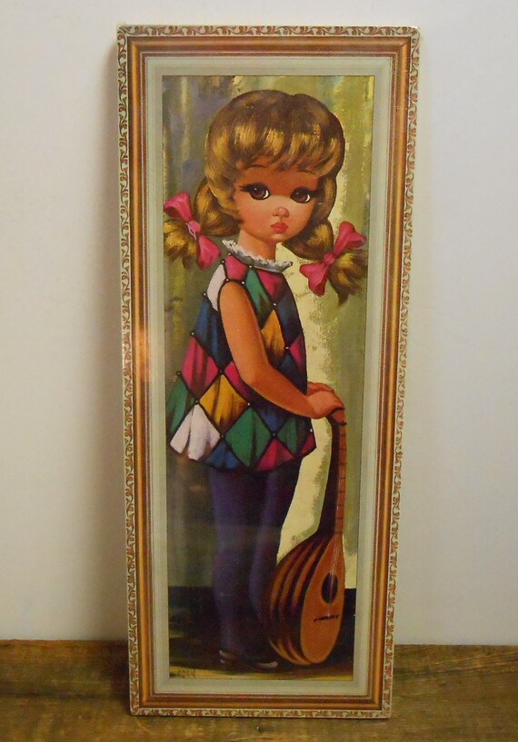 Eden+Big+Eye+Art Vintage Eden Big Eyed Lute Player Print Wall Plaque Big Eye Moppet ...