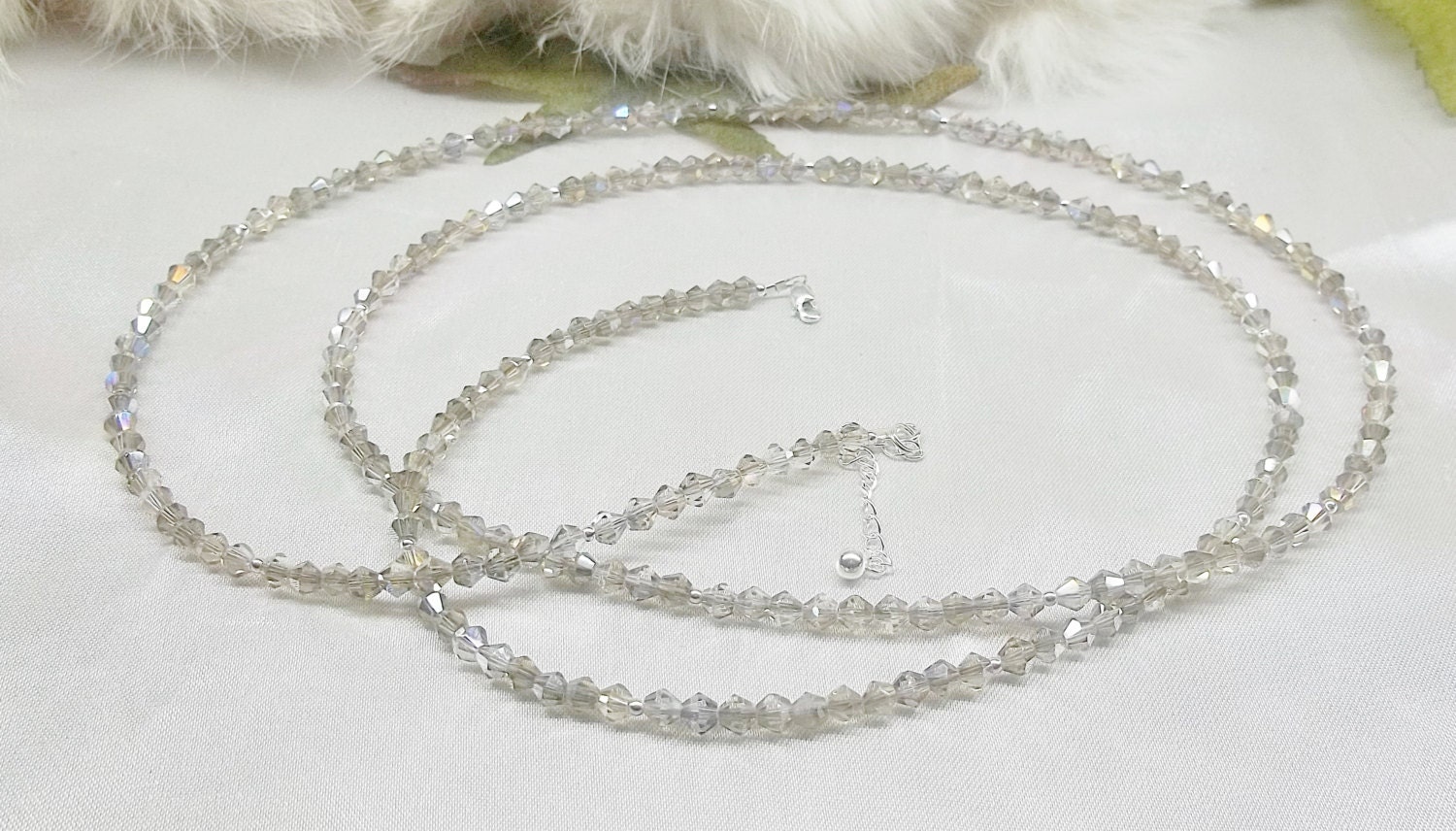 Belly Chain Silver AB Crystal Belly Chain Crystal Tummy Chain