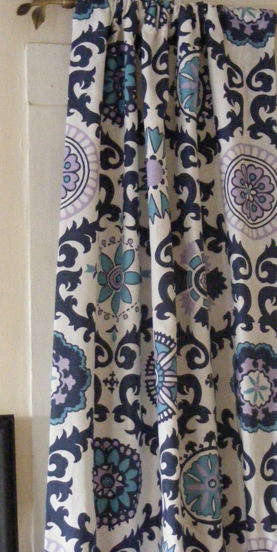 Blue Curtain Panels Pair Lined Indigo Denim Cornflower Apache