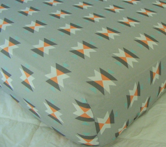 Crib Nursery Sheets / Baby Bedding Tribal Aztec Premium