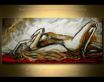 Painting on canvas figure nude palette knife art from Paula Nizamas ready to hang