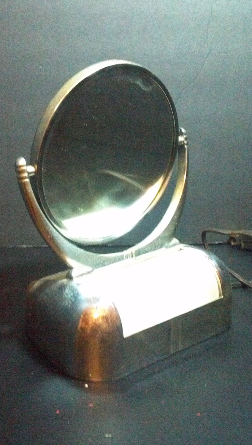 Vintage Chromed Makeup Mirror with Light by TheVintageVagabonds