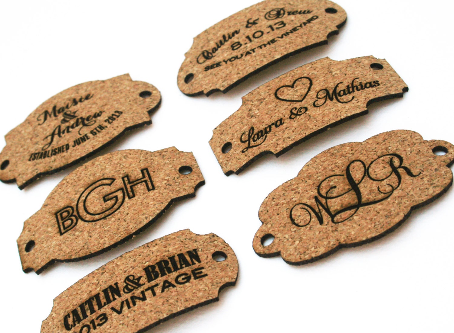 Rustic Cork Tag Laser Cut Custom Shapes by sofiainvitations