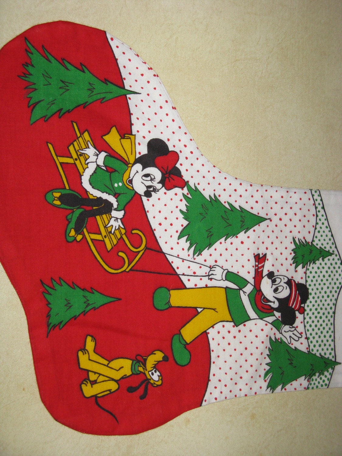 Vintage Disney Christmas Stocking Handmade Cotton by