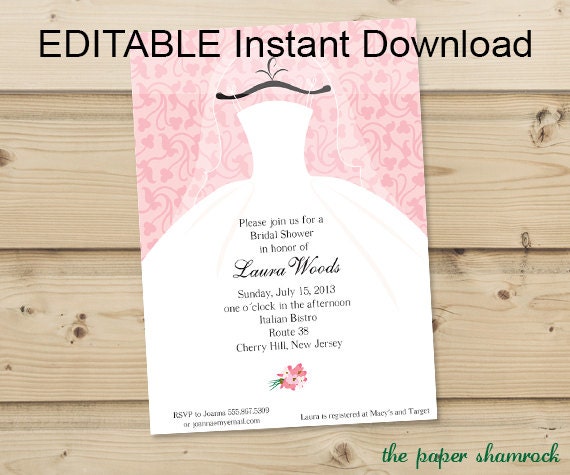 EDITABLE Instant Download - Bridal Shower Invitation, Wedding Shower ...