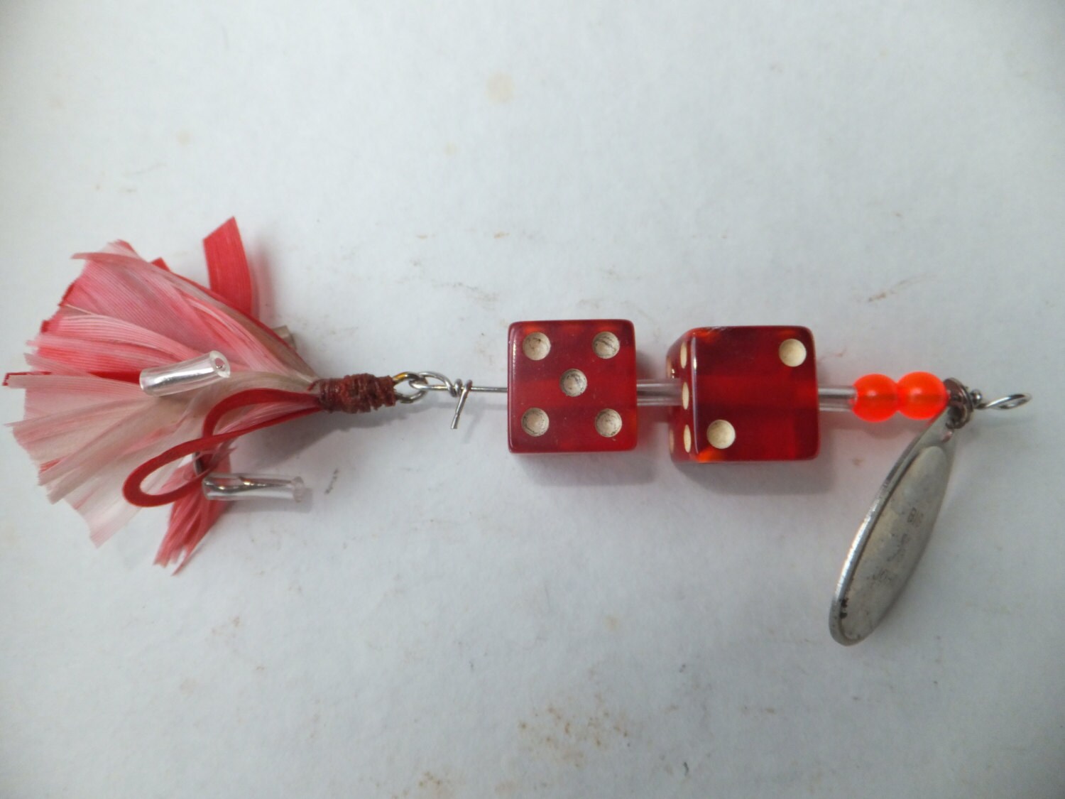 Vintage Pair Casino Dice humorous fishing lure novelty bait