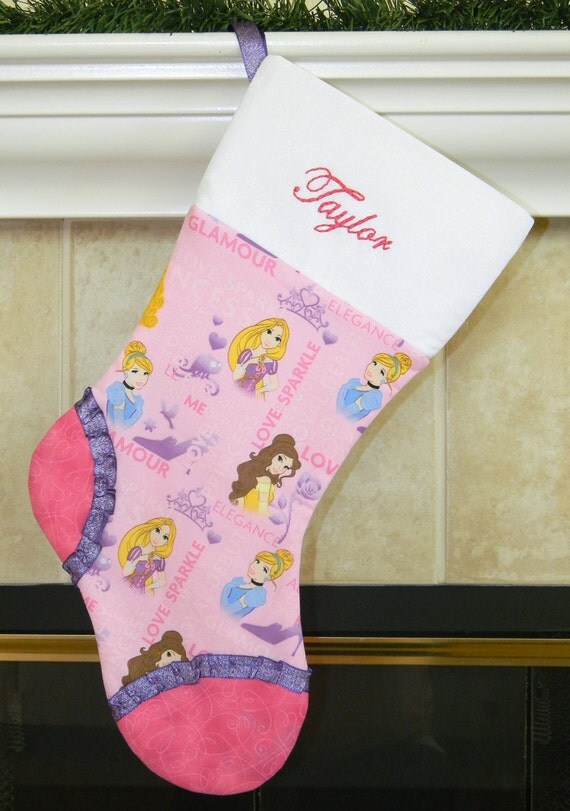 Items similar to Disney Princess Christmas stocking. Girls personalized