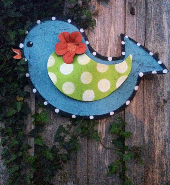 Large Blue Bird Metal Wire Screen Door Hanger Wreath by doornament