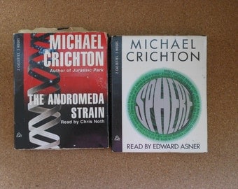 Michael Crichton Audiobooks-Sphere and Andromeda Strain-2 book Set-Audiotapes
