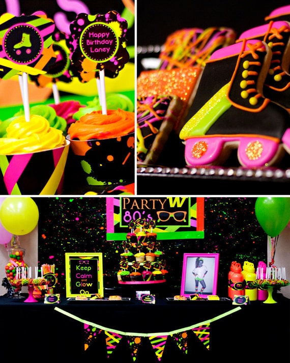 neon party 80 s party skate party printable neon party 80 s party skate party printable