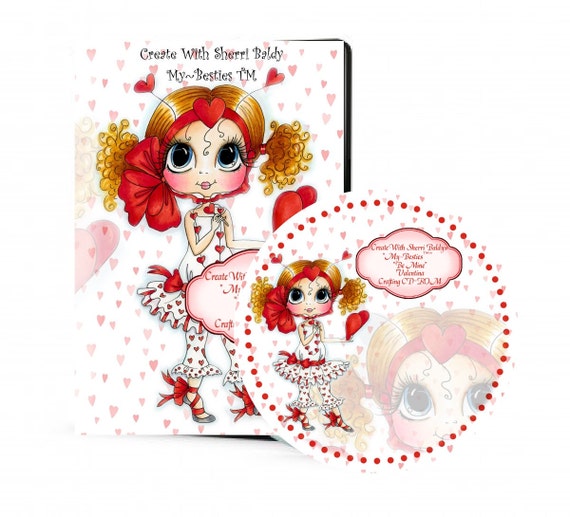 CD ROM Create With Sherri Baldy Violet Valentina Digital Digi Stamps Color images Card toppers 100s of Images Big Eyed Art My Besties