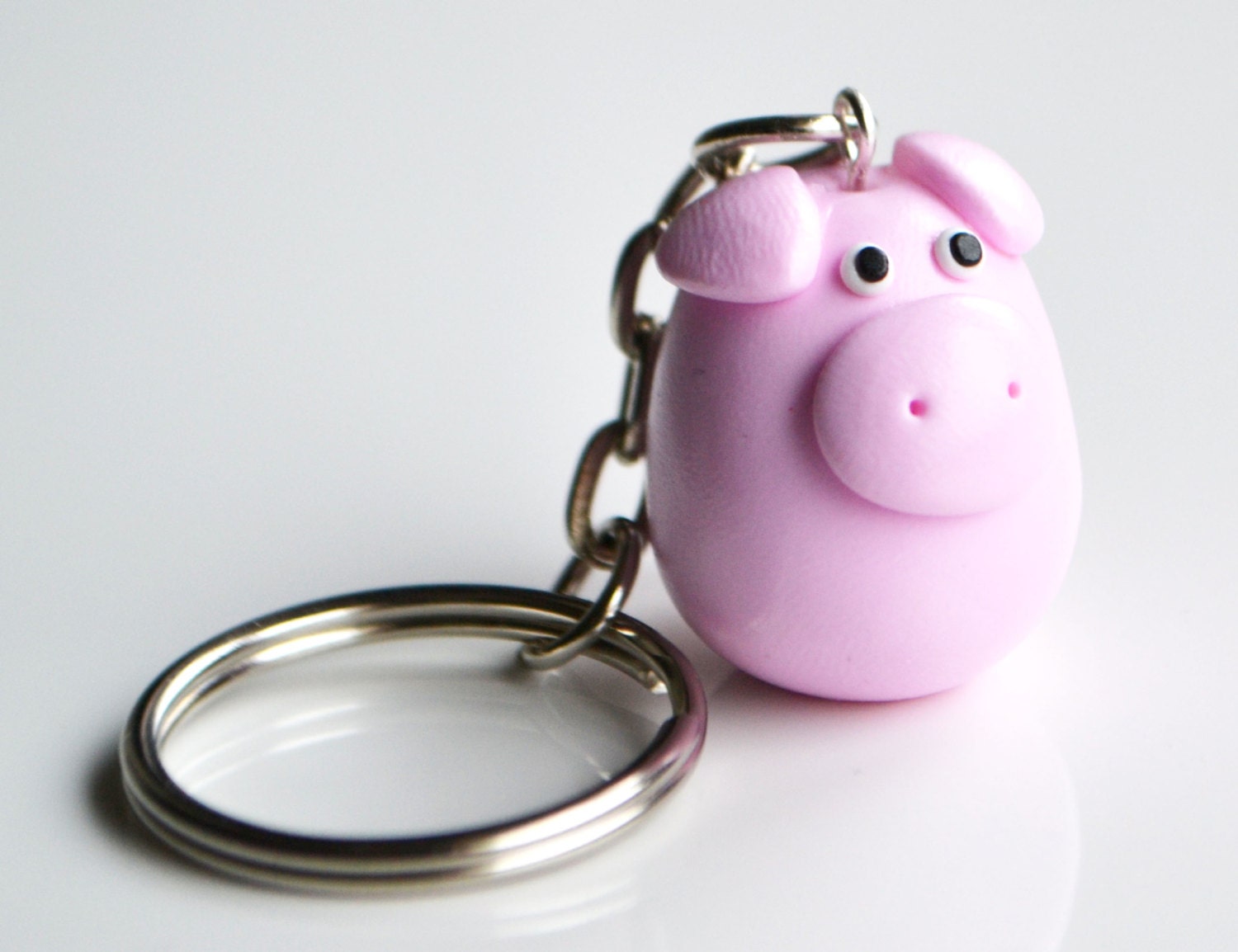 Pig Keyring Keychain Fimo Polymer Clay by ClaytimeDesignsUK