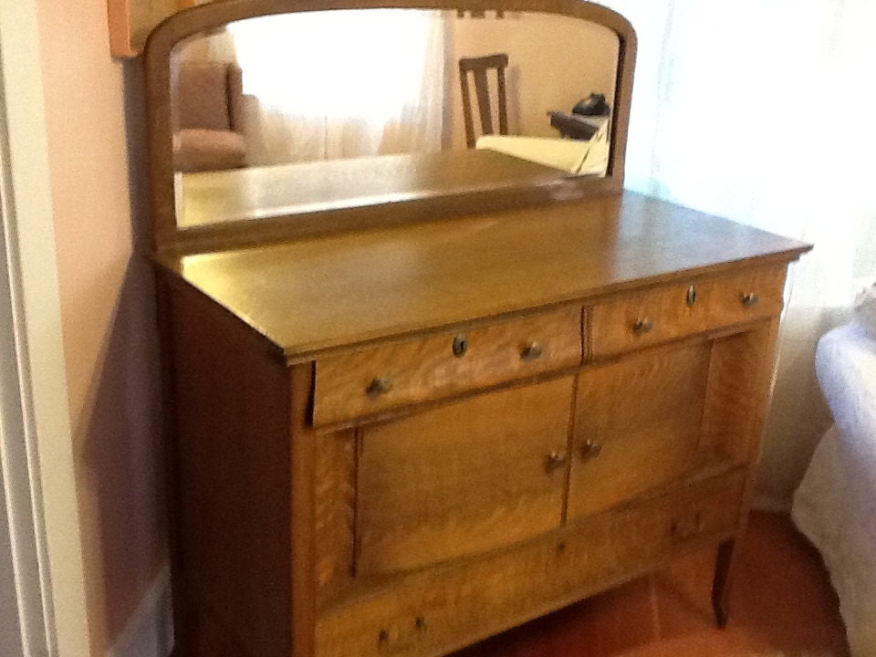 Antique Oak Sideboard with Beveled Mirror Haute Juice