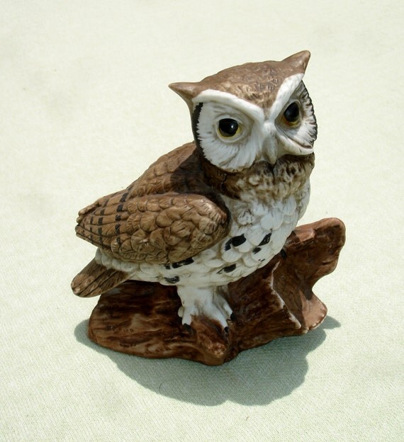 Vintage Homco Owl Figurine Collectible by HarmoneesCreations