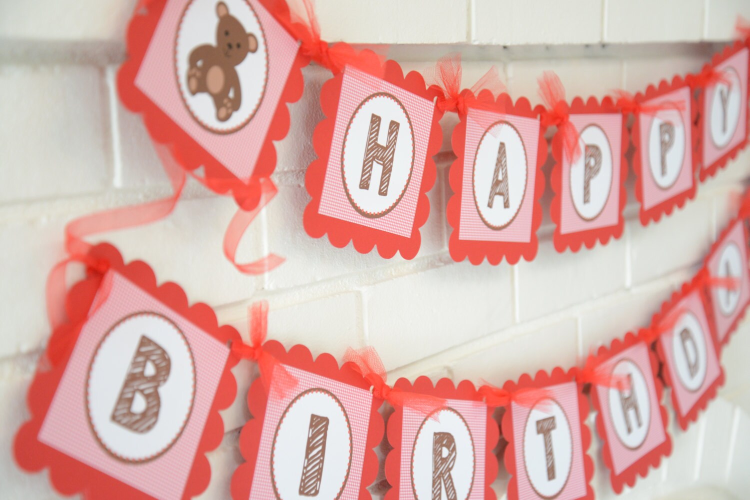 Teddy bear banner happy birthday banner