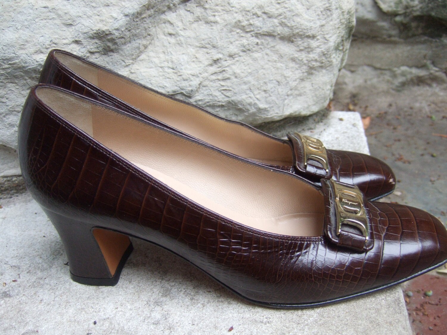 FERRAGAMO Italy Brown Embossed Leather by worldmarketproductio FERRAGAMO Italy Brown Embossed Leather by worldmarketproductio