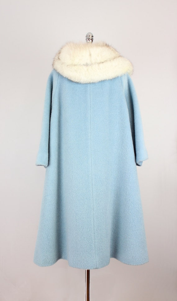 vintage LILLI ANN wool coat / fur collar wool coat / baby blue