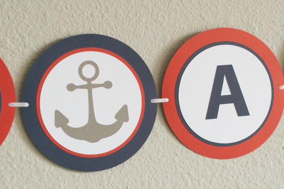 IT'S A BOY Anchor Baby Shower Banner, Nautical Baby Shower Il_570xn
