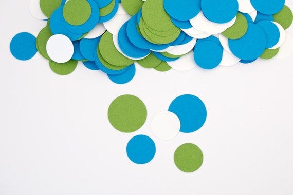 Party Decorations- Circle Confetti - Modern Birthday Decorations -Blue and Green Confetti Il_570xn