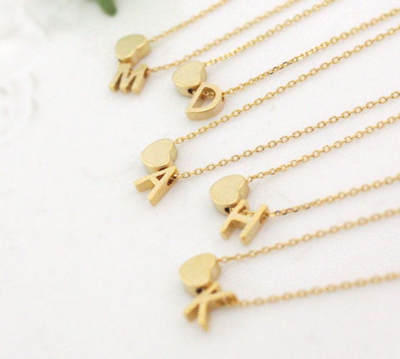 necklace of Set  Initial 5  5,  4, necklace,heart gift Bridesmaid of  bridesmaid set gifts 6
