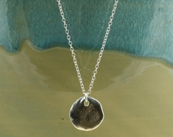 Silver Greek Disc Necklace with Sterling Silver Chain, Silver Disc Necklace, Silver Necklace