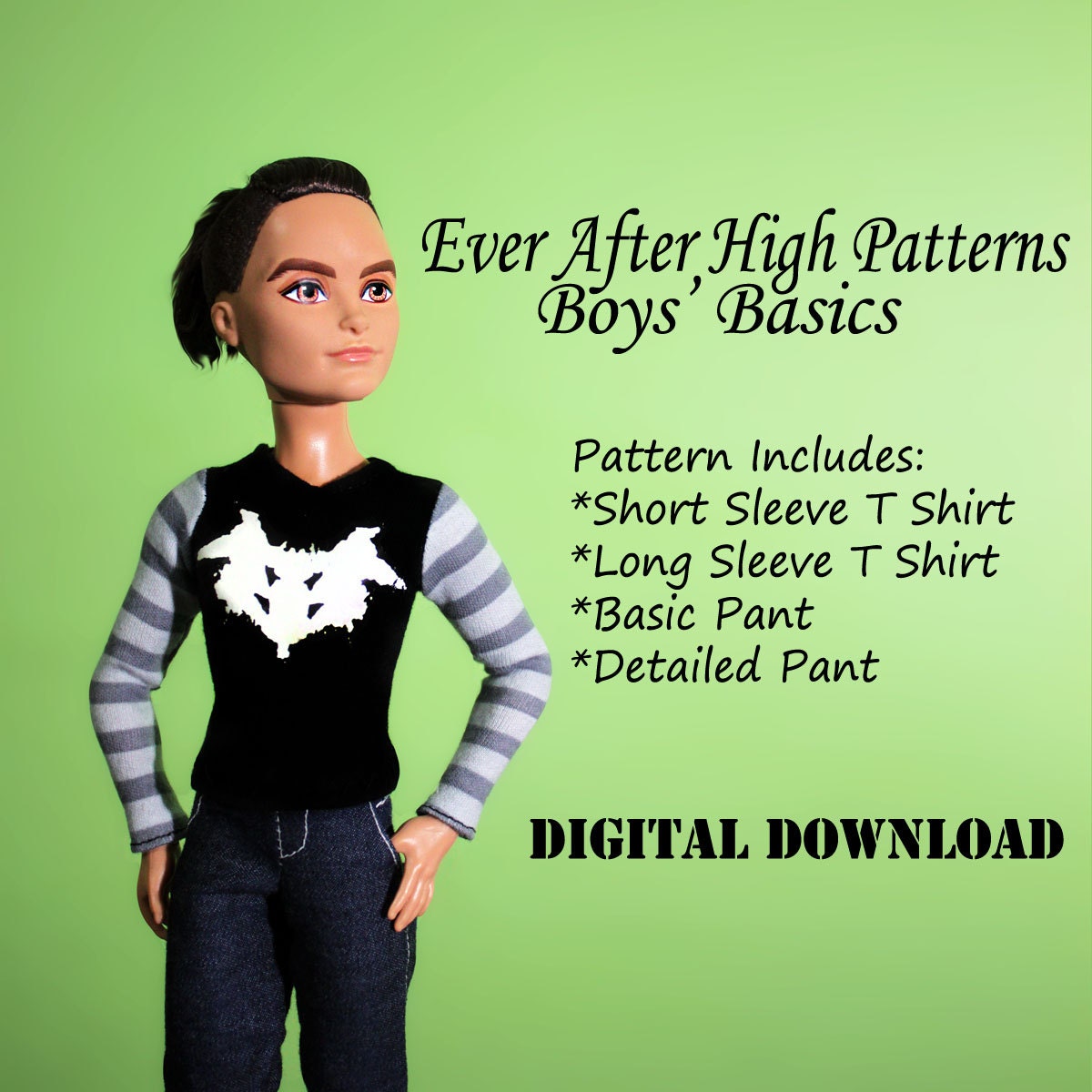 Pants and Shirt doll clothes patterns for Ever After High