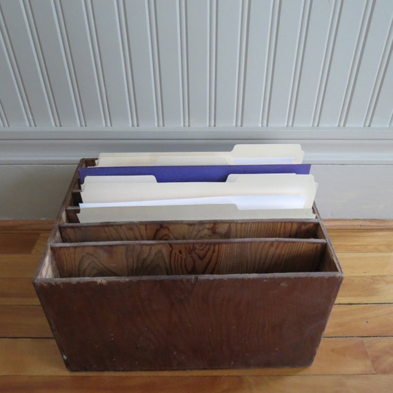 Wooden File Box Mail Box Letter Organizer Desktop