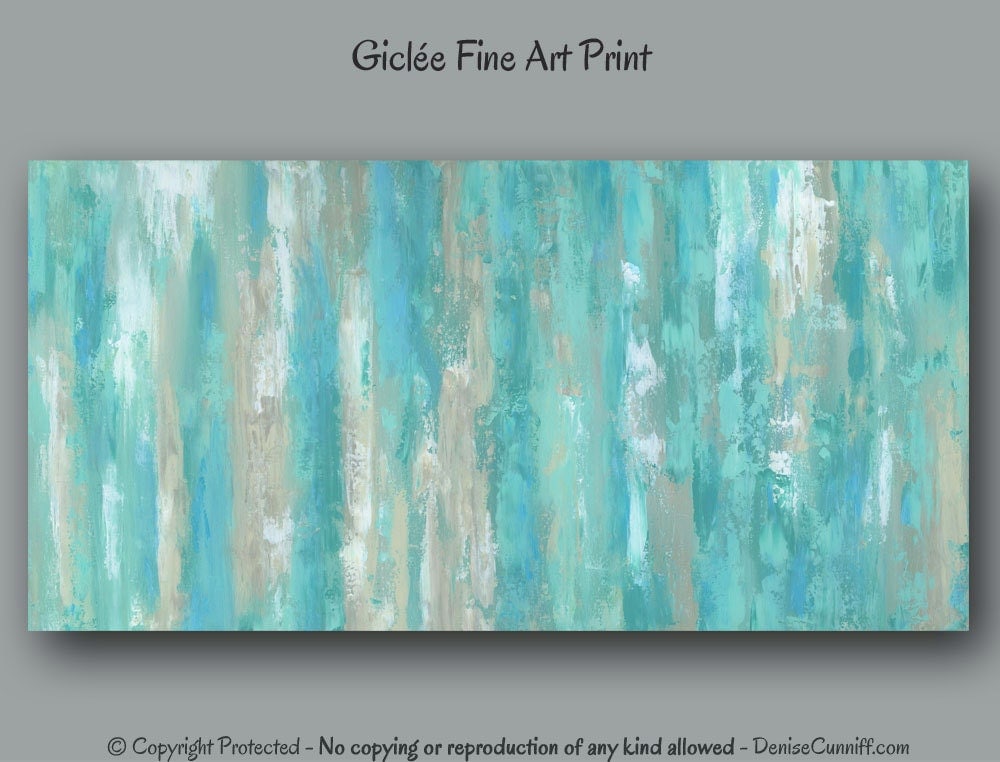 Teal wall art Abstract painting giclee fine art print Mint