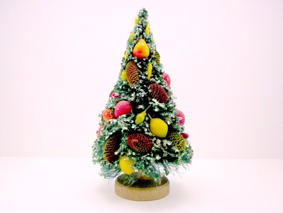 fruit brush tree bottle Fruit Tree Sisal With Vintage Bottle Brush Christmas Cotton Spun