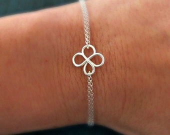 Four Leaf Clover Bracelet, Friendship Bracelet,Bridesmaid Bracelet, Silver Friendship Bracelet, sisters Gift, Irish Wedding Gifts