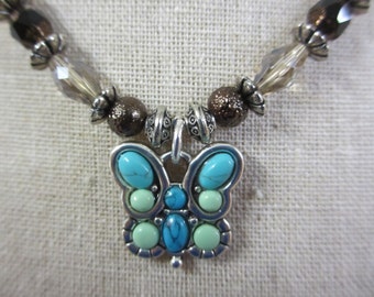 Brighton  bracelet Turquoise SilverTurquoise BUTTERFLY   cross on Swarovski brighton charm eternity Custom