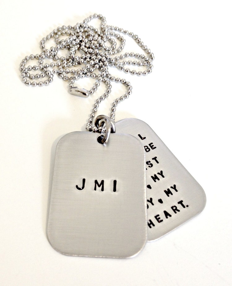 Personalized Dog Tags Hand Stamped Mens Big by ForeverHeartPrints