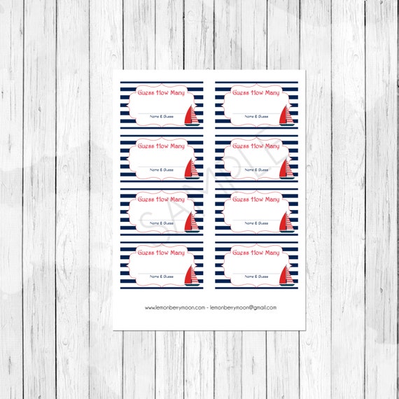Items similar to Nautical Sailboat Guess How Many Printable Baby Shower