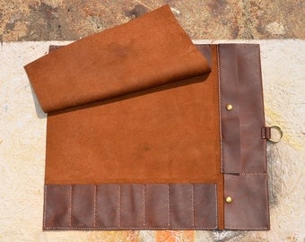 7slot leather knife roll