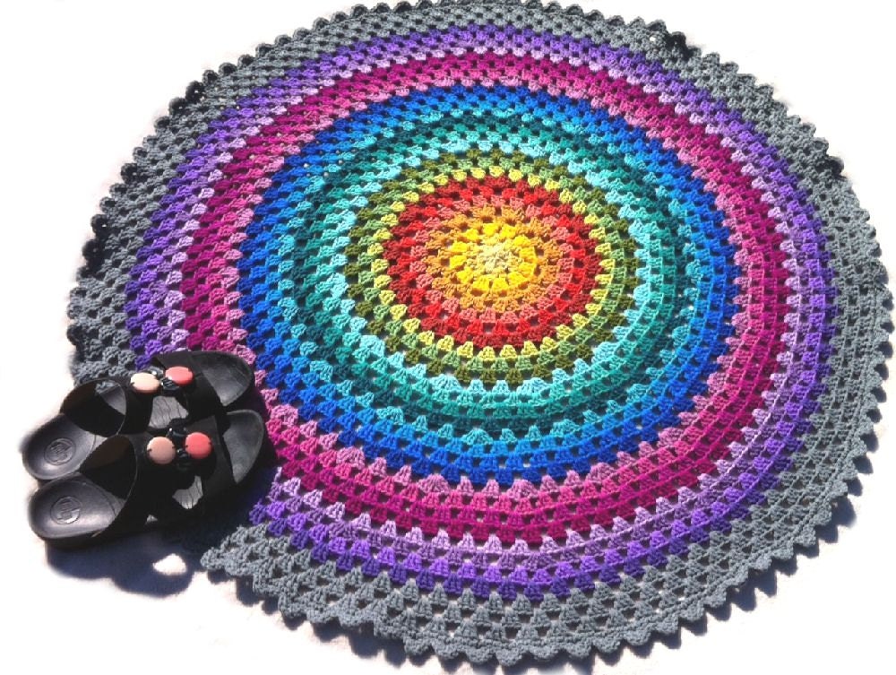 Crochet rug mandala rug crochet round rug by CrochetKaleidoscope