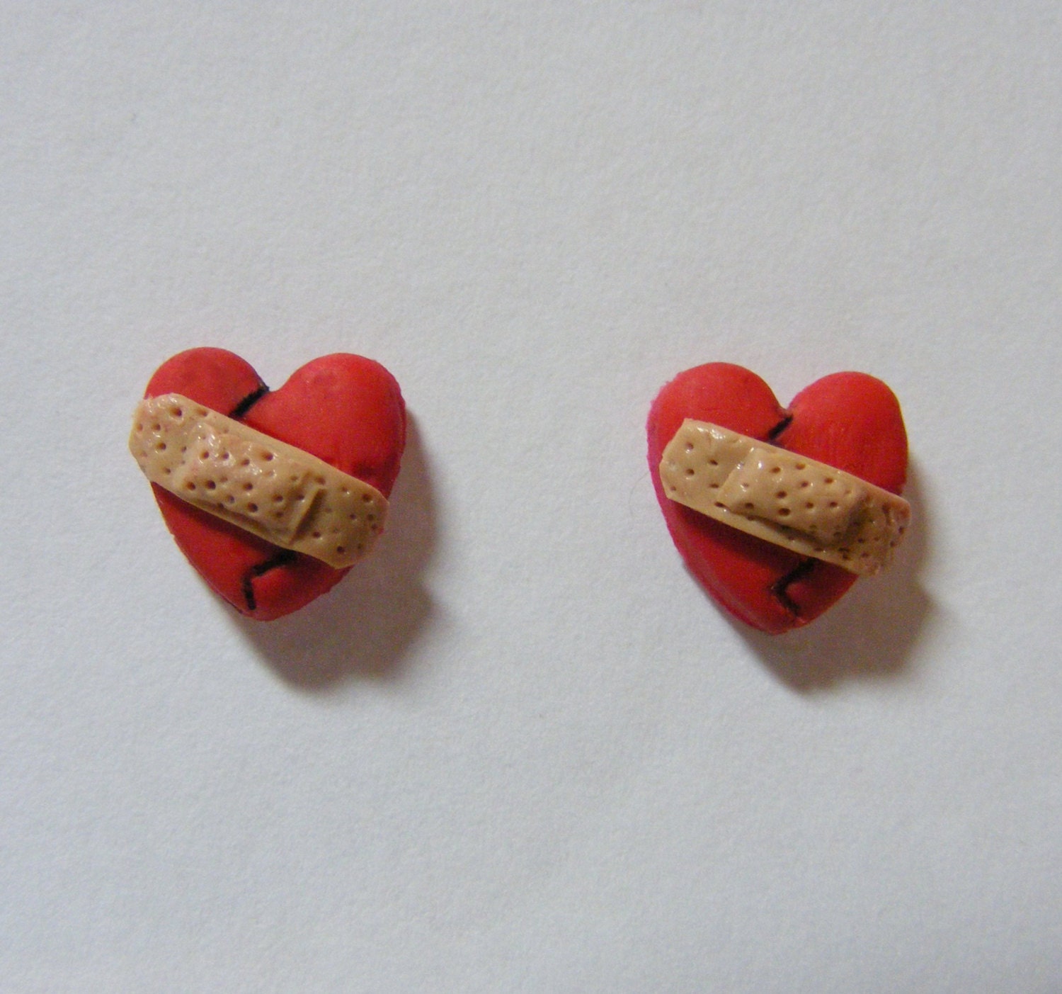 Band Aid Heart Earrings Broken Heart Earrings Miniature Food