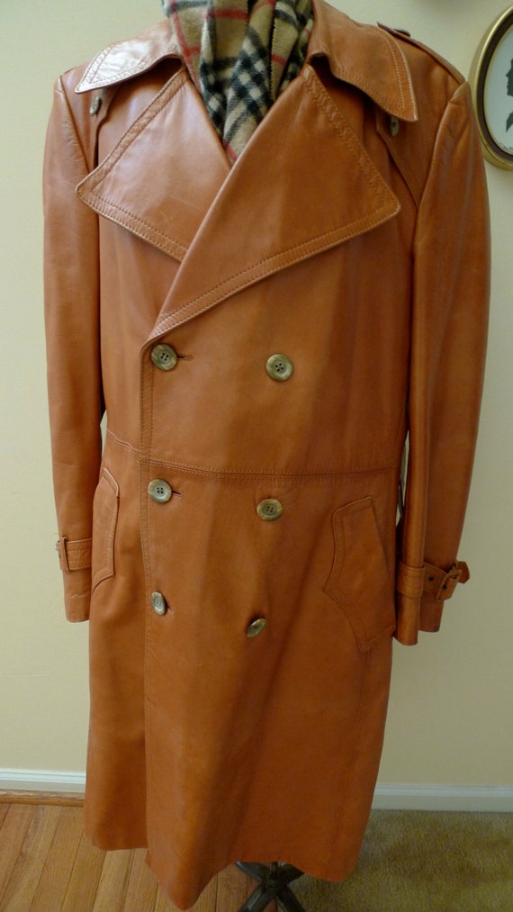 Vintage Cortefiel Leather Coat made in Spain Mens size 40