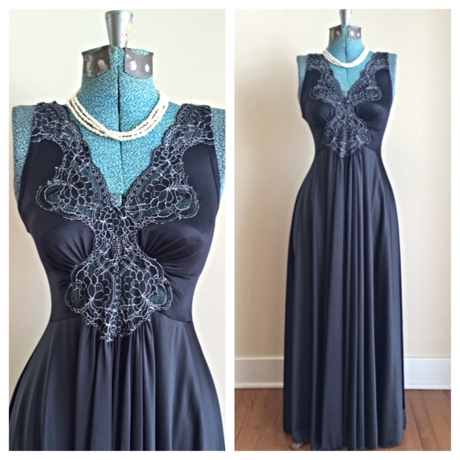 SALE vintage olga like maxi nightgown full sweep / vintage