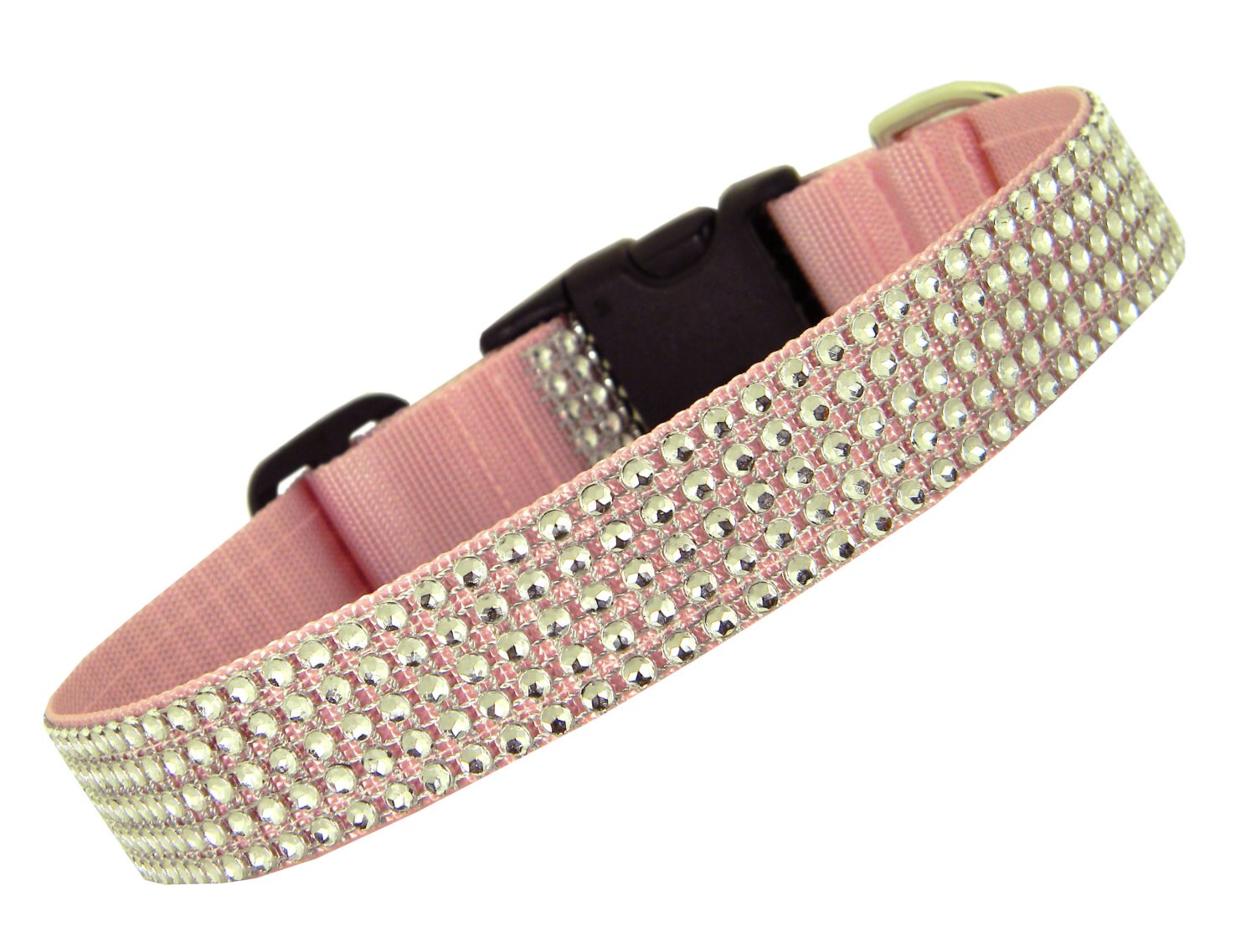 Pink Rhinestone Dog Collar Flower Set Wedding Dog Collar