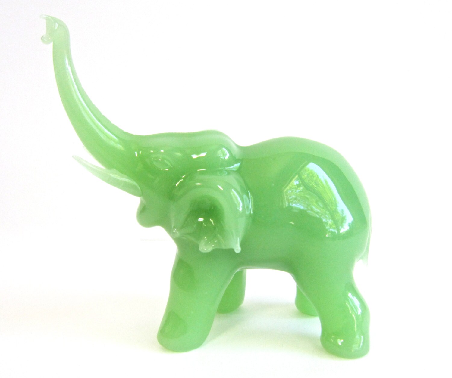 Elephant Figurine Jade green glass elephant figurine