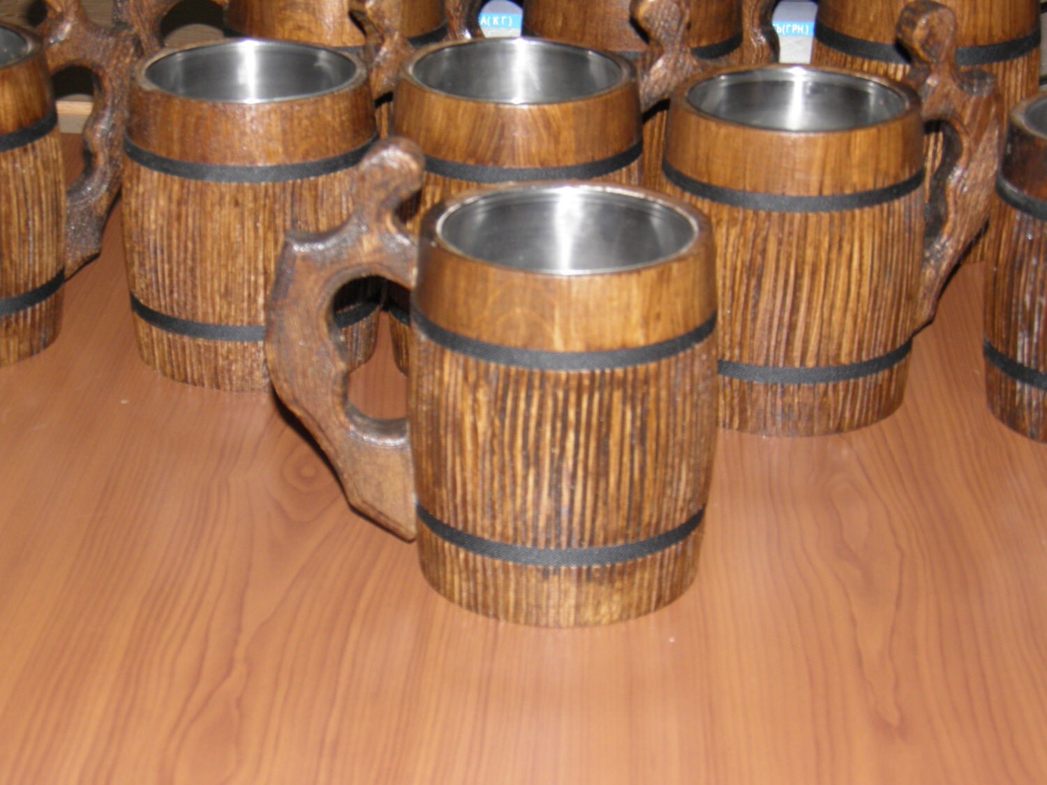 Wooden Beer mug 08 l 27oz natural wood stainless steel