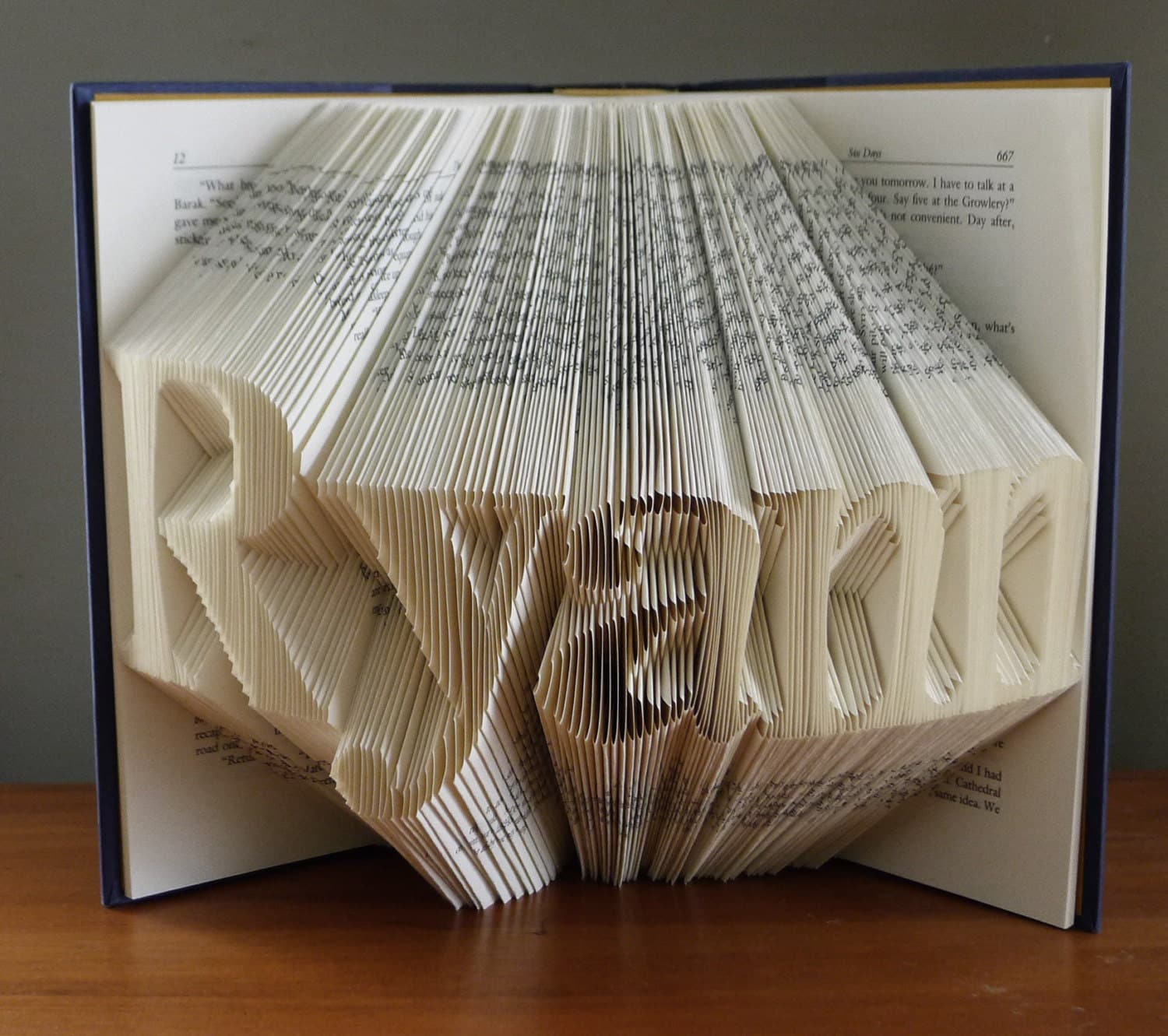 Monogrammed Custom Name Folded Book Unique Personalized Gift